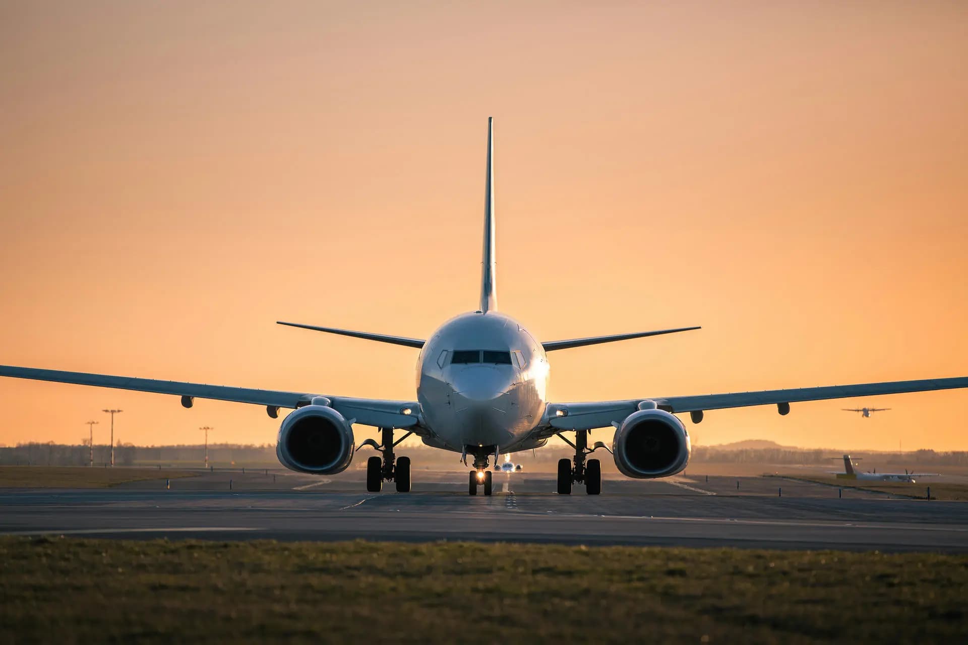 Airport sunset background