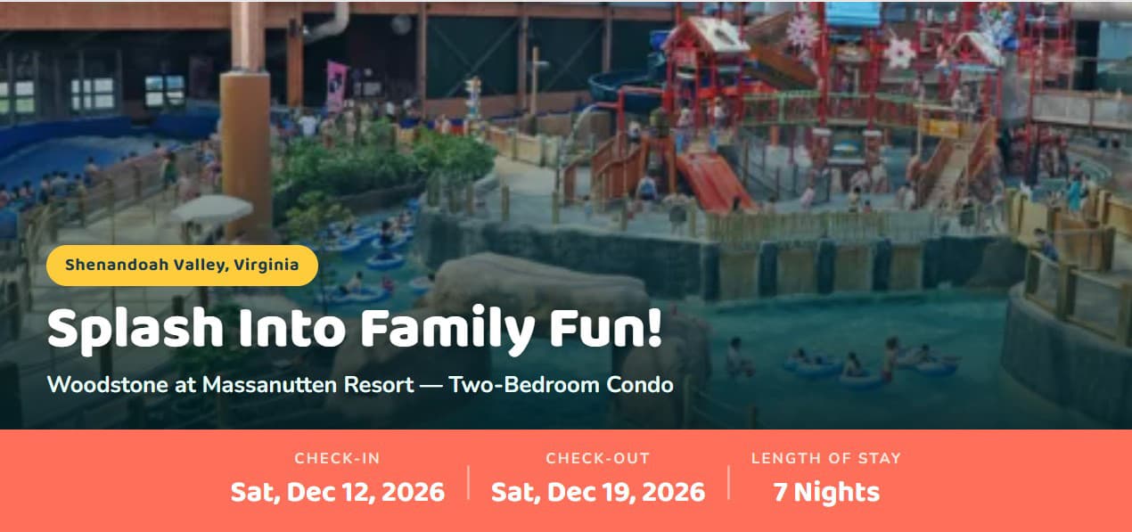 Massanutten Resort indoor WaterPark heated year-round to 84 degrees