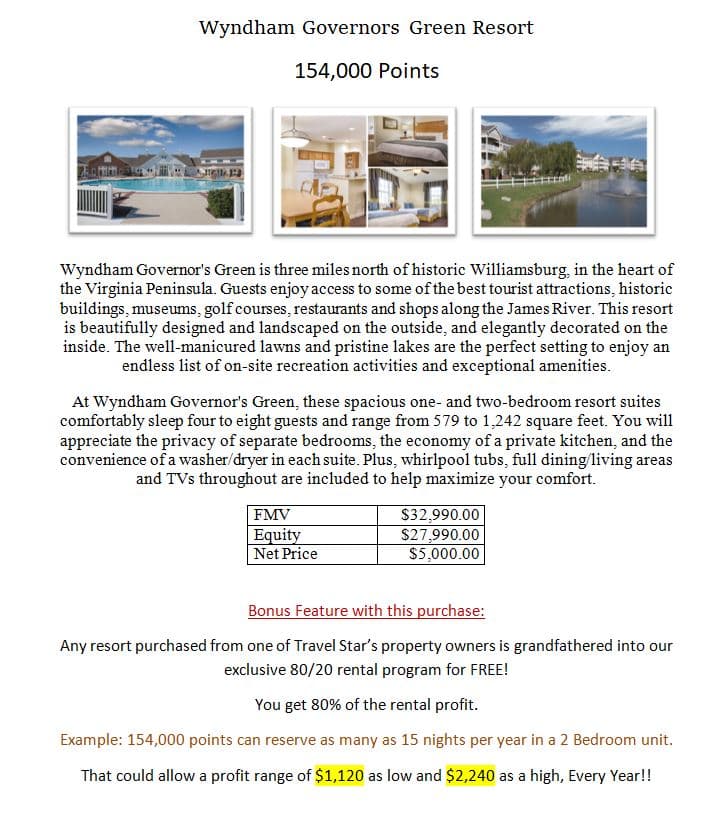 Example of points-based ownership scenario